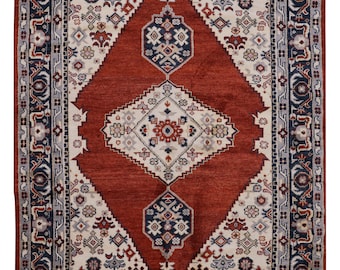 9x12 Modern Red Turkish Oushak Hand Knotted Rug, Antique Handmade Premium Wool Rugs for Living Room - Contemporary Floor Carpet