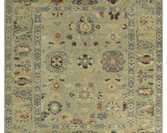 8x10 Modern Turkish Oushak Hand Knotted Rug, Antique Handmade Rugs for Living Room - Contemporary Floor Carpet