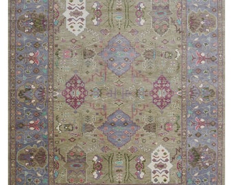 Moss Turkish Oushak rug 4x6, 5x8, 6x9, 8x10, 9x12, 10x14 ft Antique Hand Knotted Soft Wool rug, Oriental Living Area rug