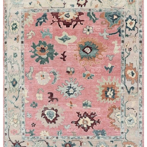 Lt. Pink Indo Oushak Handgeknüpfter Teppich 4x6, 5x8, 6x9, 8x10, 9x12, 10 x 14 ft Handgefertigte Teppiche für Wohnzimmer - Antiker Stil Zeitgenössischer Teppich
