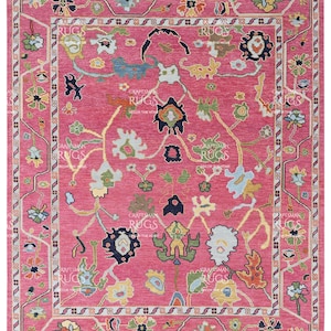 Exquisite Pink Oushak style Hand Knotted Rug 4x6, 5x8, 6x9, 8x10, 9x12, 10x14 ft Handmade Rugs for Living Room - Contemporary Oushak Rug