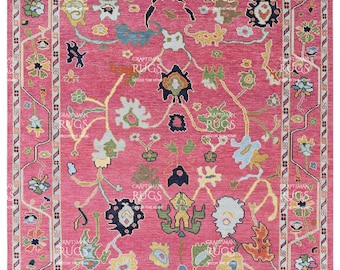 Exquisite Pink Oushak style Hand Knotted Rug 4x6, 5x8, 6x9, 8x10, 9x12, 10x14 ft Handmade Rugs for Living Room - Contemporary Oushak Rug