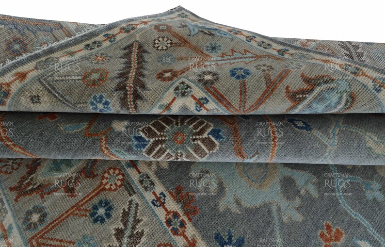 Modern Soft Gray Oushak Rug - 4x6, 5x8, 6x9, 8x10, 9x12, 10x14 ft & Runner - Persian weave Luxury Hand made Rugs for Living room, Bedroom image 3