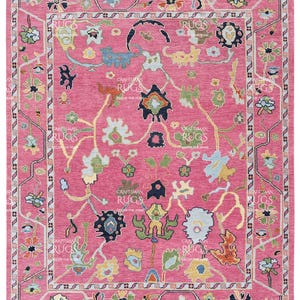 Pink - Multicolor Indian Handmade Luxurious Oushak Rug 4x6, 5x8, 6x9, 8x10, 9x12, 10x14 ft Handknotted Wool Rugs for Living Room - Bedroom