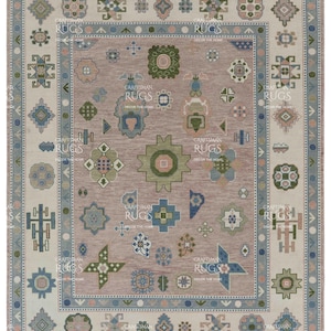 Lt. Rosa Oushak inspirierter Handgeknüpfter Teppich 4x6, 5x8, 6x9, 8x10, 9x12, 10 x 14 ft Handgefertigte Teppiche für Wohnzimmer - Antiker Stil Zeitgenössischer Teppich