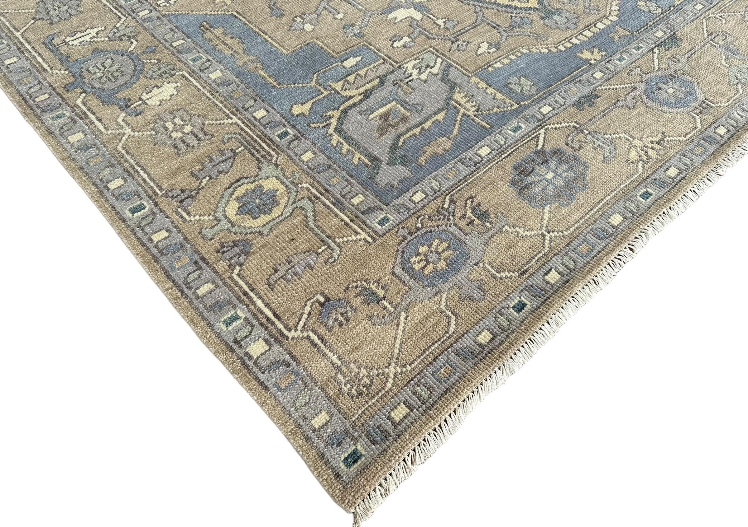 9x12 Ft Indian Hand Knotted Rug in Oushak Design - Handmade, Vintage ...