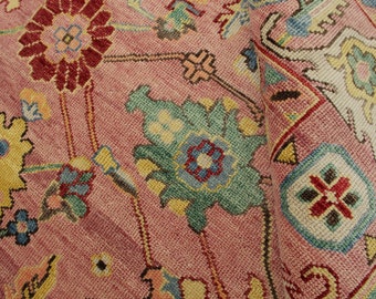 Elegant Oushak Turkish rug 5x8, 6x9, 8x10, 9x12, 10x14ft Antique Handknotted Soft wool rug, Oriental rug - Persian Pink rug- Living area rug
