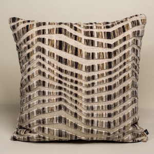 Beige Linen Velvet Throw Pillow Cover - Modern Cushion (20x20)