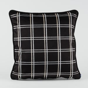 Plaid Velvet Pillow Cover, Black Velvet Pillow Cover with White Plaid Pattern, Decorative Black Velvet Cushion Cover, Velvet Pillow Case