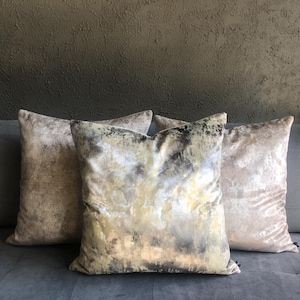 Ivory Velvet Pillow Cover Set: Beige Scandinavian Decor (22 x 22 inch)