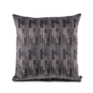 Abstract Woven Velvet Pillow Cover: Blue & Gray Boho Decor