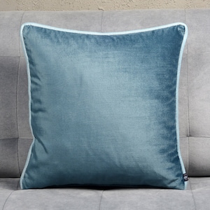 Navy Blue Velvet Pillow Cover: Ocean Blue Trim, Durable Upholstery