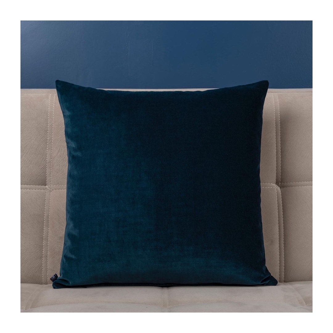 Peacock Blue Velvet Throw Pillow Peacock Blue Pillow Case Etsy