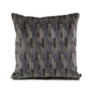 Abstract Woven Velvet Pillow Cover: Green & Gray Boho Decor (18x18 inch)