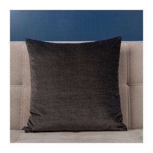 Gray Velvet Throw Pillow: Scandinavian Farmhouse Cushion (22x22 inch)