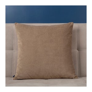 Brown velvet throw pillow| Mink pillow case| Light brown cushion cover| Brown velvet pillow 20x20| Light brown cotton velvet throw pillow