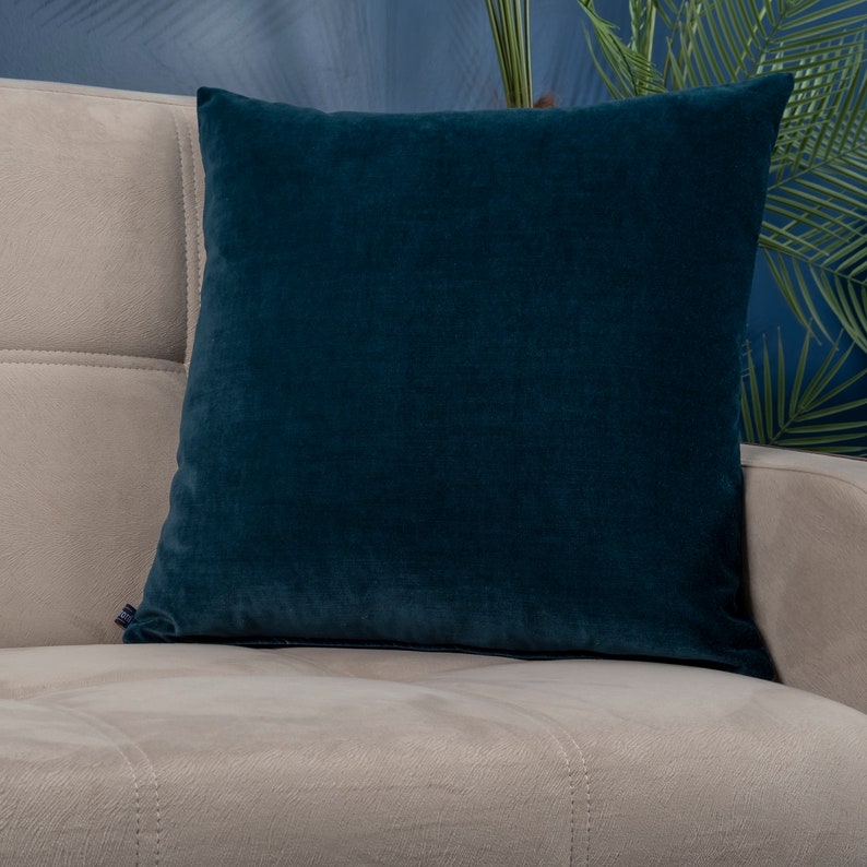 Peacock Blue Velvet Throw Pillow Peacock Blue Pillow Case Etsy