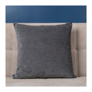 Grey velvet pillow cover| Dark grey pillow case| Grey velvet cushion cover| Grey velvet pillow 20x20| Dark grey  cotton velvet throw pillow