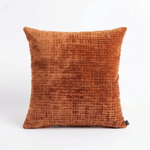 Textured Velvet Pillow Cover | Rust Orange Boho Sofa Decor