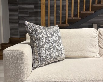 Gray Velvet Pillow Cover: Modern Boucle Cushion