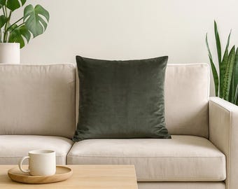 Emerald Green Velvet Throw Pillow Cover - 22x22 Inch