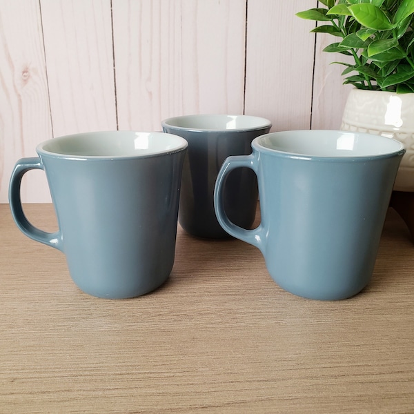 Vintage Pyrex Cup Mug Colonial Blue Slate Blue Glass Set of 4