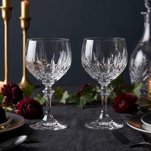 Vintage Schott-Zwiesel GARDONE Water Goblets or Wine Glasses, Set of 1 or 2, Blown Hand Cut Crystal, Wedding, Anniversary, Housewarming Gift