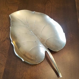 MCM Vintage Brass Leaf Dish