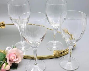 Set of Four Cristal D'arques Durand 24% Lead Crystal Wine Glasses in the  Longchamp Pattern - 4 Ounce Clear Glass Stemmed Wine Glasses - Etsy