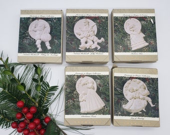 Portraits in Bisque Collection / Vintage Keepsake Hallmark Vintage Ornaments / Norman Rockwell Scenes