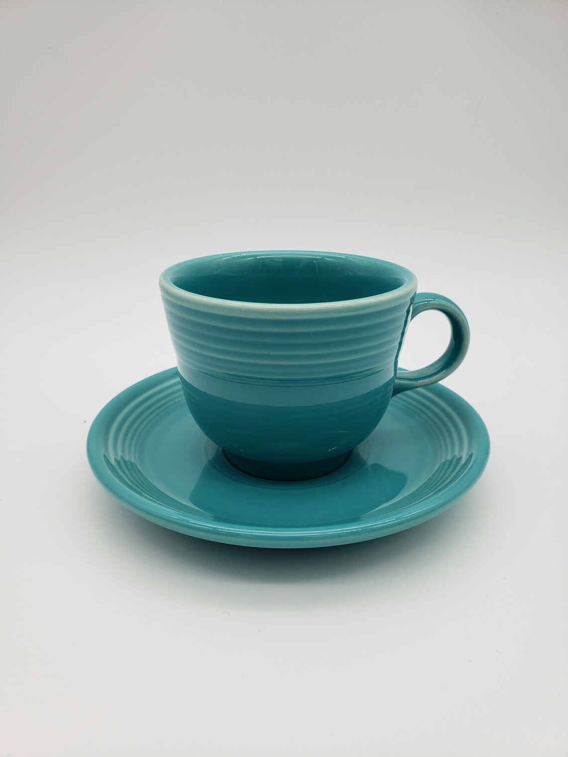 Fiesta Ware Cups and Saucers Teal Green | Etsy
