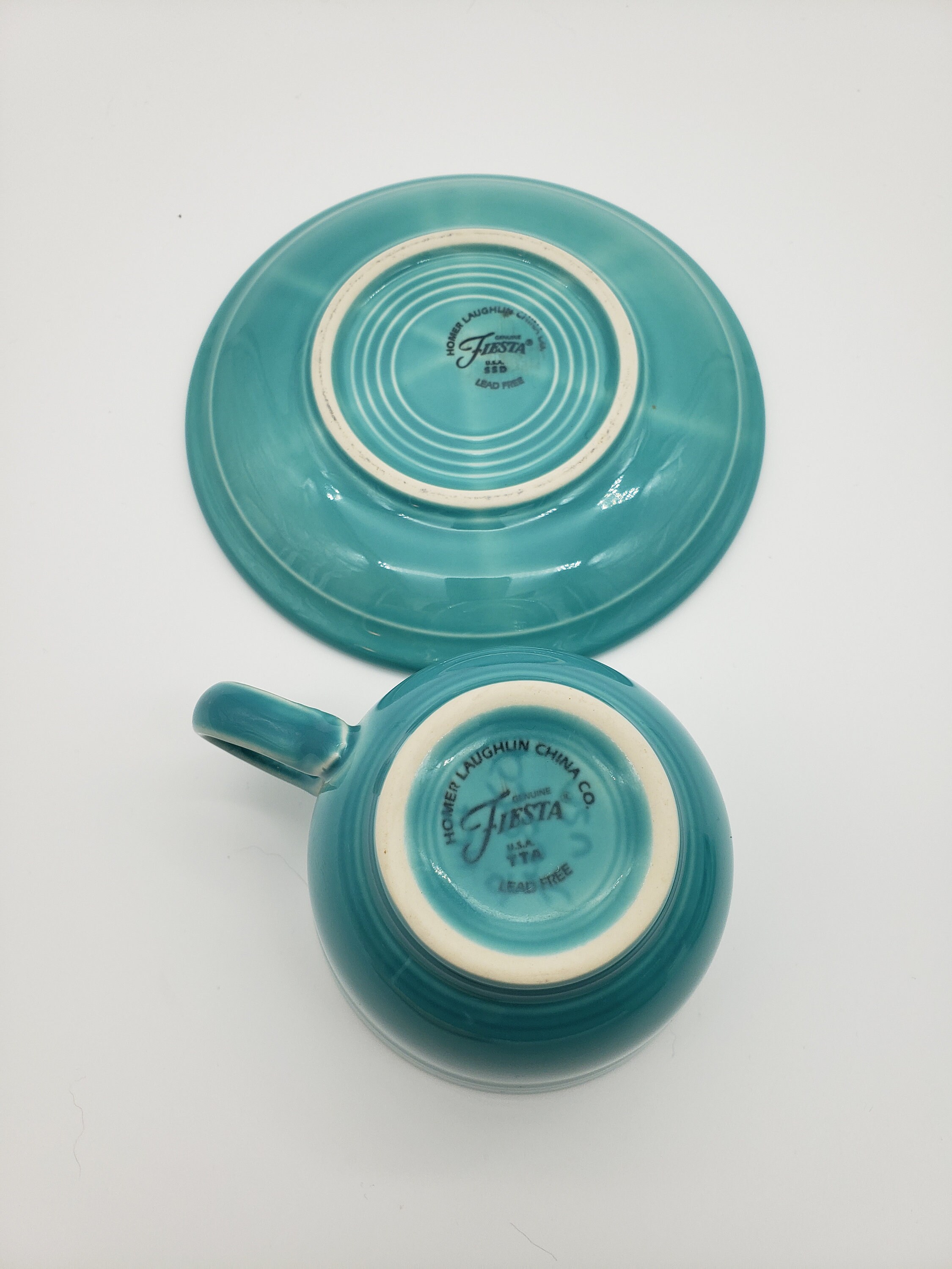 Fiesta Ware Cups and Saucers Teal Green - Etsy