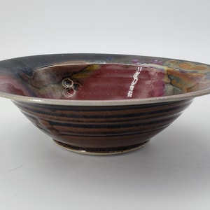 Fine Art Ceramic Bowl in Beautiful Earthy Glazes and Textures on White Clay 7.5&quot;x 2.5&quot;