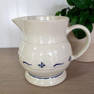 Longaberger 64 Oz Pitcher Woven Traditions Classic Blue Heritage