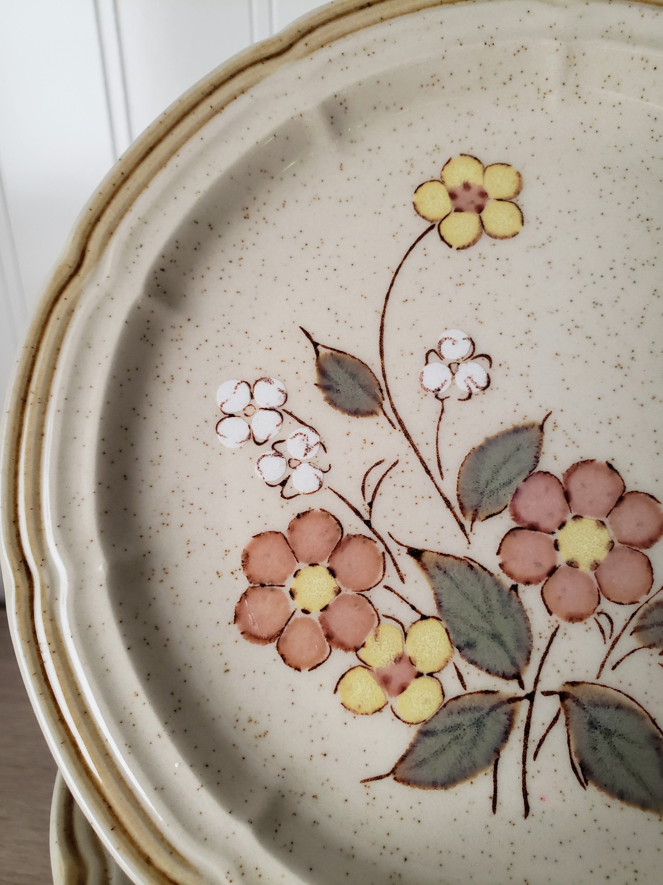 Vintage Crown Manor Floral Garden Dinnerware / Hand Painted 1970s