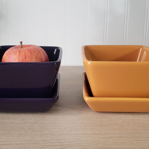 Vintage Pampered Chef Simple Additions Dipping Bow Bowl Sets, Plumb purple, Pumpkin Orange  1990’s