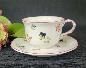 Vintage Villeroy & Boch Petite Fleur Cup and Saucer | Floral China Pattern | French Country Décor | Cottagecore | Coffee Tea Gift | France