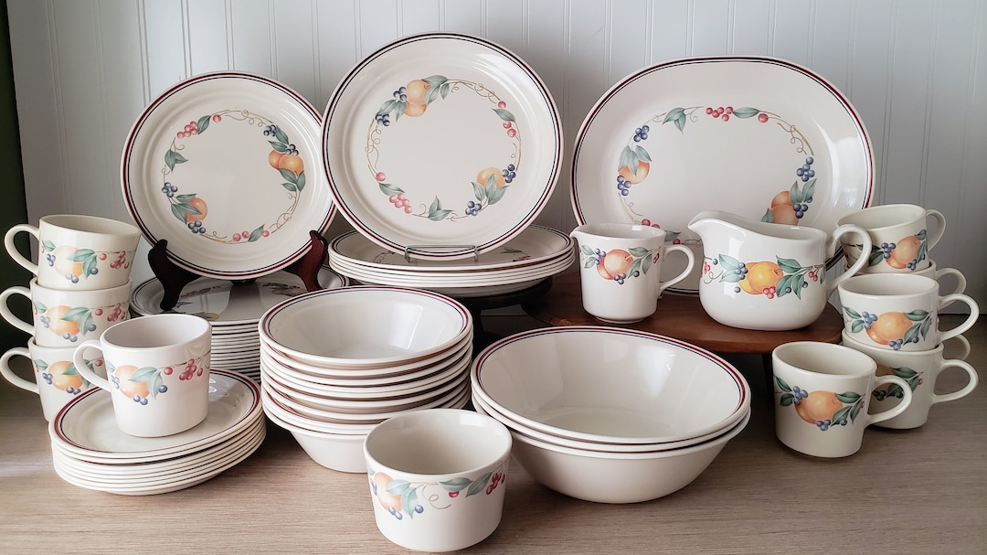 Vintage Corelle Corning Natures Abundance Dishes and Serveware Plates Cups Saucers Creamer Sugar Serving Bowls Platter Etsy