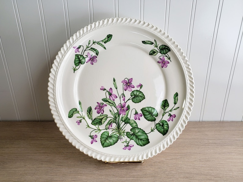 Harker Royal Gadroon Plates / Violets and Leaves / Mothers Day Gift image 1