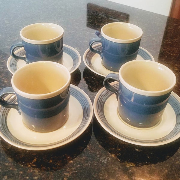 Mikasa Blue Thunder Cup and Saucer--Modern-- 4 sets Available
