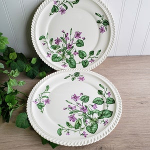 Harker Royal Gadroon Plates / Violets and Leaves / Mothers Day Gift image 3