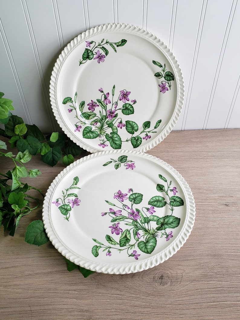 Harker Royal Gadroon Plates / Violets and Leaves / Mothers Day Gift image 3