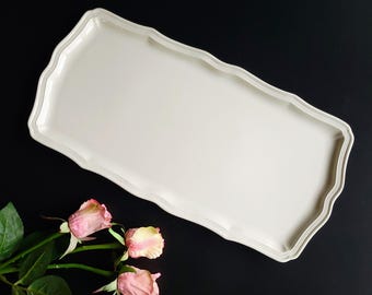 Vintage Rare Villeroy & Boch Manoir Rectangular Serving Platter,  White Vitro-Porcelain, 13.5 Inch Sandwich Tray, Luxembourg Germany, MINT