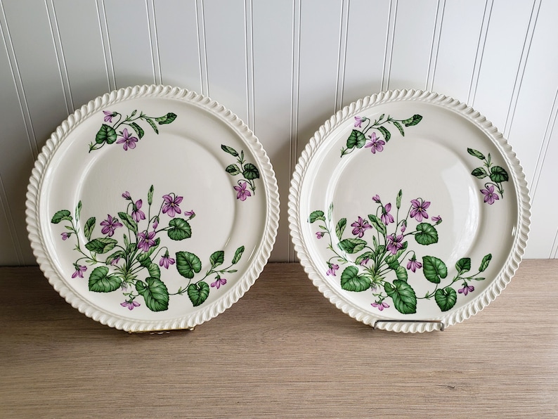 Harker Royal Gadroon Plates / Violets and Leaves / Mothers Day Gift image 2