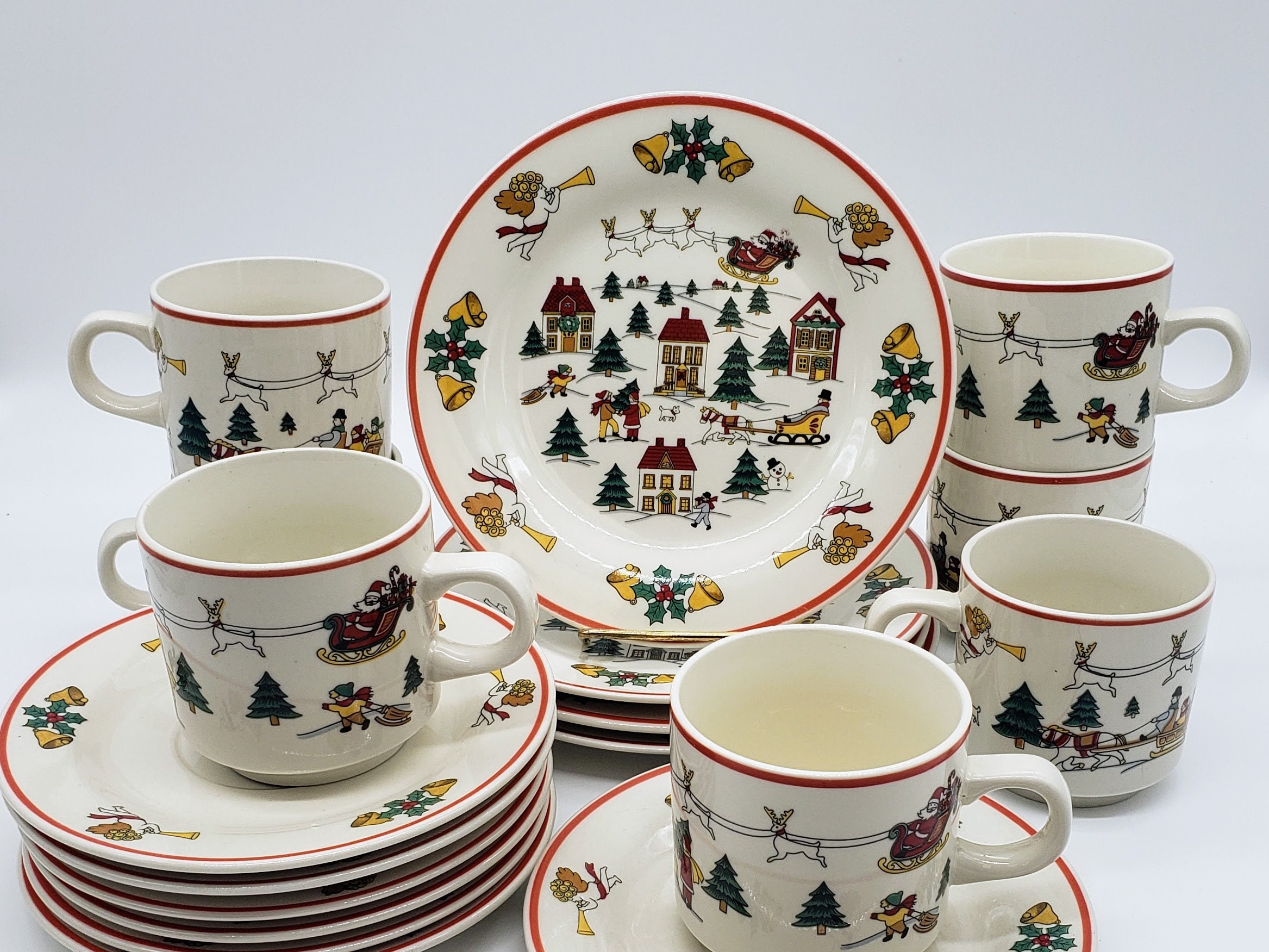 Tazas Navidad Vajilla Navideña Christmas Joy De Porcelana - Juego De Mesa  Con Platos, Tazas Y Cuencos Para Cenas Festivas Lampara Mesa Ceramica, image size:2335x1751