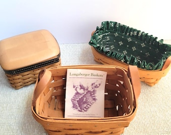 Vintage Longaberger  Small Baskets, Handwoven, Choice of 3, Trinket Boxes, Tea Baskets, Giftable, Americana, Rustic Farmhouse Decor, 1994