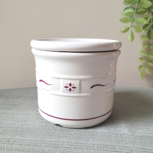 Vintage Longaberger Pottery Woven Traditions 1 Pint Crock w Coaster Lid, Heritage Red, Small Container, Farmhouse, Grandmacore Gift, USA