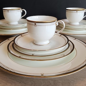 Rare Vintage Mikasa Tuscany Black Fine Bone China Five and Four Piece Place Settings