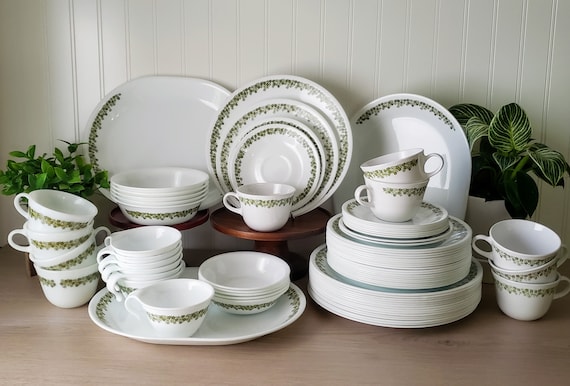 Vintage Corelle Crazy Daisy Dishes, Spring Blossom Dinner, Salad