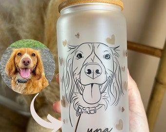 Personalized Custom Glass Tumbler with Glass Straw, Pet Lovers, 16 oz Tumbler, Iced Coffee cup, Birthday gift, Gift for Her